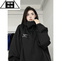 希杰狮王国潮机能风冲锋衣vintage美式外套男高领户外连帽工装登山服夹克