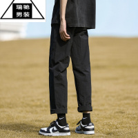 希杰狮王@ 军绿色休闲裤男夏季薄款美式复古宽松直筒裤子男款