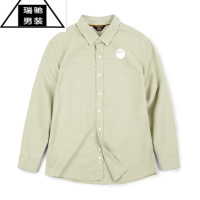 希杰狮王工装 美式休闲千鸟格衬衫纽扣通勤商务格子长袖衬衣男秋