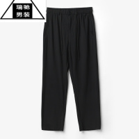 希杰狮王小竖条轻薄速干裤 男士凉感冰丝弹力长裤 松紧腰带抽绳运动休闲k