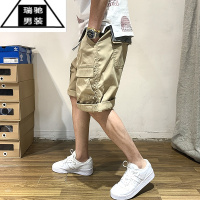 希杰狮王夏季薄款工装短裤男潮牌宽松五分裤潮流直筒百搭大码透气休闲中裤