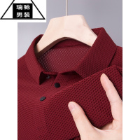 希杰狮王男士短袖t恤中年polo衫爸爸夏装喜公公结婚宴本命年酒红色上衣服