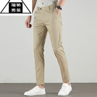希杰狮王夏季薄款竹纤维免烫西裤男韩版潮流修身小脚男士休闲裤子显瘦长裤
