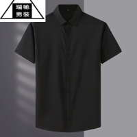 希杰狮王特大号宽松短袖衬衫男肥佬休闲暗扣纯色职业装胖子加肥加大码衬衣