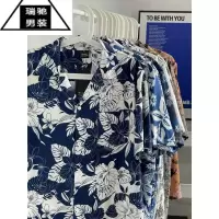 希杰狮王vintage夏威夷花短袖情侣衬衫男复古宽松沙滩度假海岛古巴衬衣