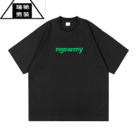 希杰狮王 牙刷绣短袖宽松圆领白T男女复古百搭基础款 国潮T恤