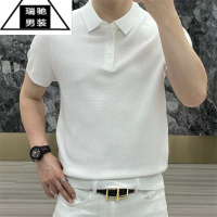 希杰狮王短袖t恤男冰丝伊力特POLO衫针织2023新款夏季个性纯色简约翻领潮