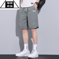 希杰狮王夏季休闲短裤男士薄款宽松沙滩裤冰丝透气五分裤子男