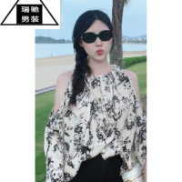 希杰狮王小众设计情侣装韩版短袖衬衫海边度假旅游高级感连衣裙一裙一衣潮