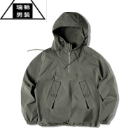 希杰狮王工装复古恶劣天气风衣甲板服连帽卫衣防护外套罩衫山地师男夹