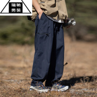 希杰狮王户外山系冲锋长裤男夏季日系cityboy速干直筒藏青色休闲登山裤子