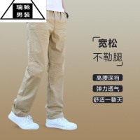 希杰狮王男裤夏季多口袋工装裤男士休闲裤耐磨长裤子宽松直筒裤子男裤弹力