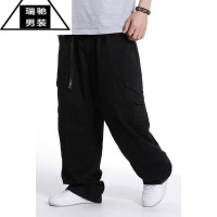 希杰狮王秋男士工装裤 宽松休闲街舞嘻哈裤肥佬裤加肥加大号男装裤子