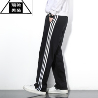 希杰狮王夏季薄运动裤男士卫裤三条杠校服直筒宽松休闲裤长裤大码学生裤子