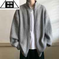 希杰狮王开衫毛衣男春秋季日系复古宽松慵懒风针织衫外穿男士拉链线衣外套