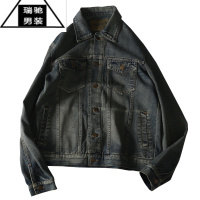 希杰狮王质量过硬 复古脏洗做旧石磨男士牛仔外套 经典短款男女休闲夹克衫