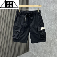 希杰狮王2023年夏季工装男短裤直筒潮流休闲潮牌大口袋松紧腰带宽松五分裤