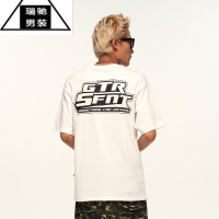 希杰狮王2023春夏新款百搭宽松潮流GTR字母标语短袖 (2色)