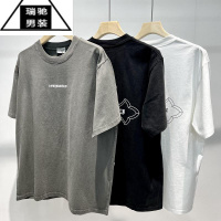 希杰狮王黑白撞色美式运动美式潮牌宽松印花isK23018