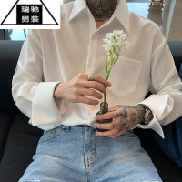 希杰狮王英伦雅痞白色衬衫男垂坠感西装内搭长袖衬衣巴洛克那不勒斯外套春