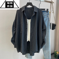 希杰狮王特大码300斤千鸟格长袖衬衫男装夏季薄款透气宽松防晒上衣服外套2