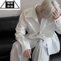 希杰狮王禁欲系轻熟风白色长袖衬衫男设计感小众发型师潮牌高级感男装衬衣