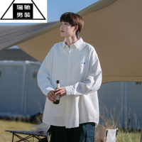 希杰狮王小香风长袖衬衫男款2023春秋季宽松休闲百搭衬衣夹克外套