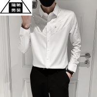 希杰狮王网红个性亮片闪闪长袖衬衫男舞台演出服装主持人发型师中袖黑衬衣