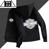 希杰狮王机车卫衣男299风和自由丹尼斯骑行连帽发光外套摩托越野反光长袖