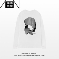 希杰狮王潮牌百搭印花长袖t恤男美式高街宽松oversize西海岸圆领上衣