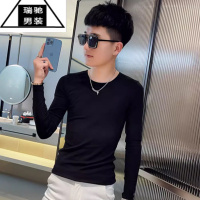 希杰狮王男士长袖t恤潮流修身体桖秋衣上衣内搭薄款圆领春秋季打底衫