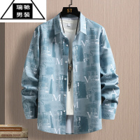 希杰狮王夏季衬衫男长袖休闲宽松花衬衣男春秋款帅气百搭寸衫外套