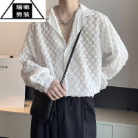 希杰狮王早秋轻熟禁欲小众设计镂空长袖衬衫男韩版痞帅垂感很仙发型师衬衣
