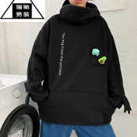 希杰狮王秋冬季卡通青蛙套头卫衣男宽松加绒连帽外套潮ins炸街情侣装