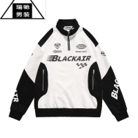 希杰狮王美式复古半拉链拼色赛车服卫衣男女春秋情侣潮牌高街机车外套