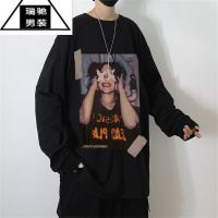 希杰狮王高街美式叠穿长袖T恤男秋季潮牌百搭休闲圆领卫衣打底衫