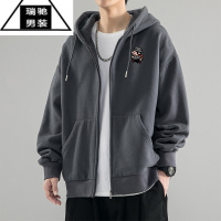 希杰狮王外套男士春秋款学生休闲开衫拉链连帽卫衣美式潮流宽松青少年夹克