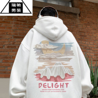 希杰狮王酒红色连帽硬挺卫衣男美式慵懒chic潮牌秋oversize大帽子外套