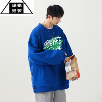 希杰狮王克莱因蓝美式卫衣男春秋季潮牌oversize长袖T恤情侣秋装上衣