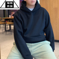 希杰狮王连帽卫衣男春秋季2023新款潮牌加绒加厚大码美式带帽套头