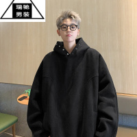 希杰狮王美式hiphop排扣卫衣男春秋薄款上衣服小众设计感连帽外套潮牌