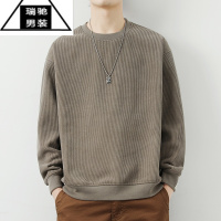 希杰狮王男士卫衣秋冬季圆领潮牌宽松男装2023新款长袖深秋加厚无帽上衣服