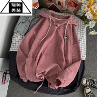 希杰狮王连帽卫衣潮牌痞帅炸街男粉色vintage欧美高街vibe灯芯绒外套加绒