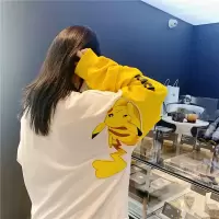 春秋季新款拼接撞色薄款皮卡丘卫衣潮ins韩版学生宽松百搭上衣女 威珺