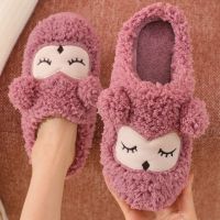 冬季毛绒棉拖鞋女可爱卡通日系家居防滑牛筋底保暖加厚少女毛毛鞋 威珺