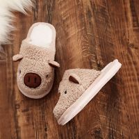 冬季棉拖鞋儿童可爱厚底保暖毛拖鞋女家居毛绒少女亲子情侣小猪拖 威珺