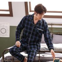 睡衣男士春秋季长袖薄款棉质秋冬款青年衫宽松大码家居服爸爸套装 威珺