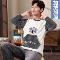 男士睡衣法兰绒珊瑚绒睡衣男秋冬季加厚长袖青少年卡通家居服套装 威珺