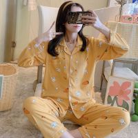 睡衣女秋冬开衫家居服女士长袖休闲宽松睡衣加大码睡衣月子服套装 威珺