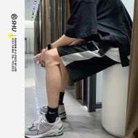 休闲五分裤男潮牌ins港风宽松夏季薄款短裤潮流拼接外穿中裤威珺